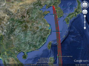 GoogleEarth 3D Model of the Unha-3 Flight Path GoogleEarth 3D Model of the Unha-3 Flight Path